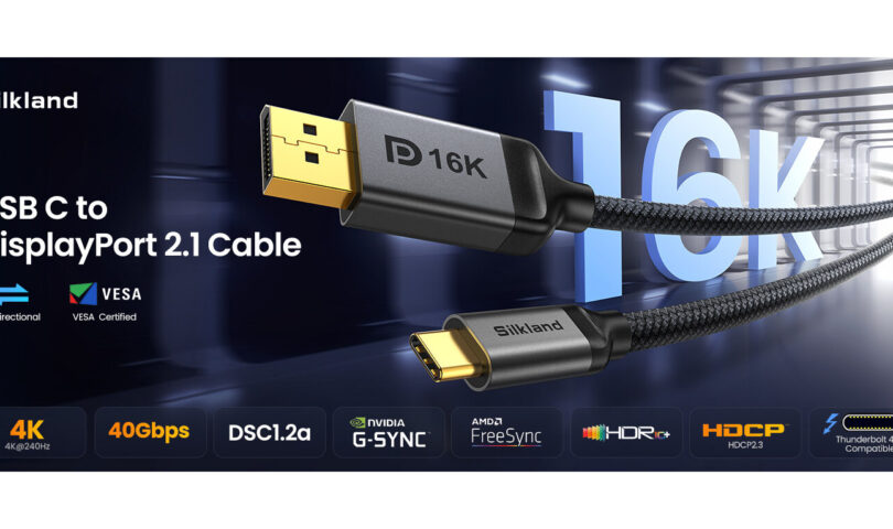 Silkland bringt das erste 16K VESA-zertifizierte USB C zu DisplayPort 2.1 Kabel auf Amazon auf den Markt