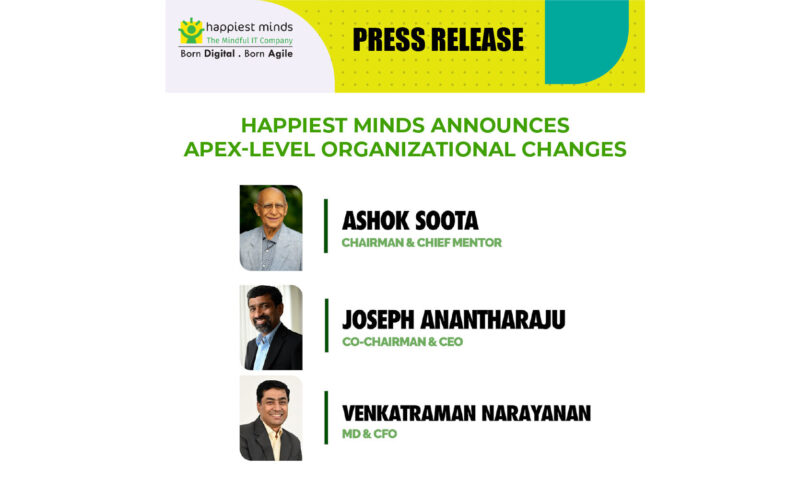 Happiest Minds announces apex-level organizational changes