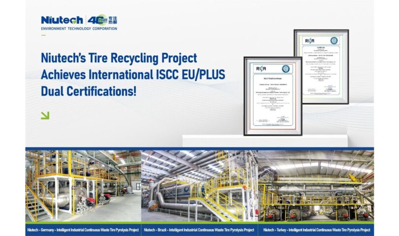 Niutechs Reifenrecycling-Projekt erhält internationale ISCC EU/PLUS Doppelzertifizierung