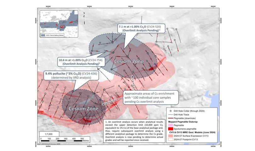 Patriot Announces Discovery of a Large Cesium Zone at Shaakichiuwaanaan