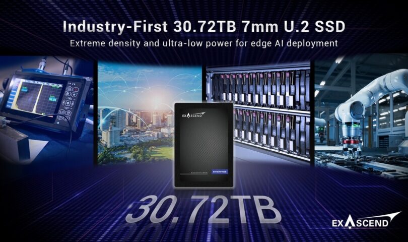 Exascend Unveils Industry-First 30.72TB 7mm U.2 SSD for Edge Storage