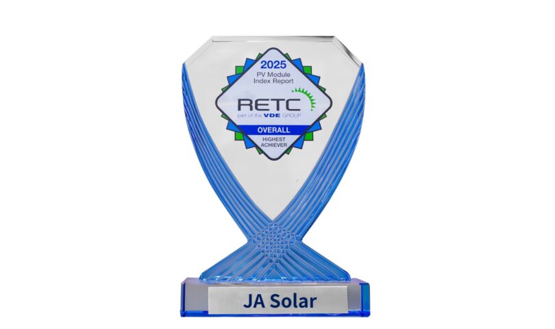 JA Solar Wins RETC “Overall Highest Achiever” Award for the Sixth Consecutive Year