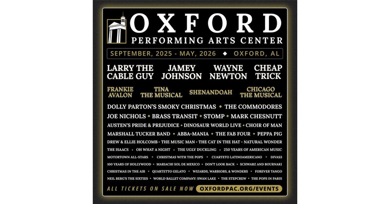 Oxford Performing Arts Center Announces Star-Studded 2025-2026 Season Featuring Cheap Trick, The Commodores, and Broadway’s TINA and CHICAGO